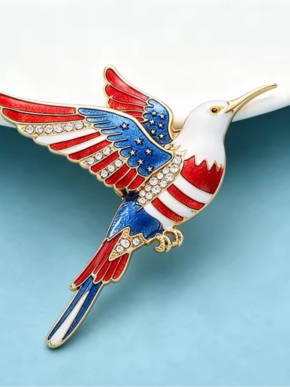 USA Flag Eagle Patriotic Brooch - Picture 8 of 10